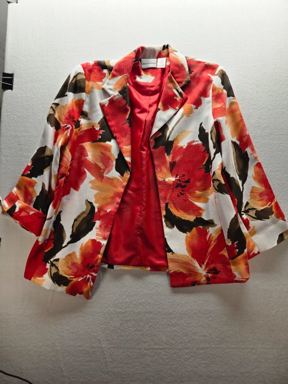 Alfred Dunner Floral Print Zip Jacket – Size L – Polyester Lined